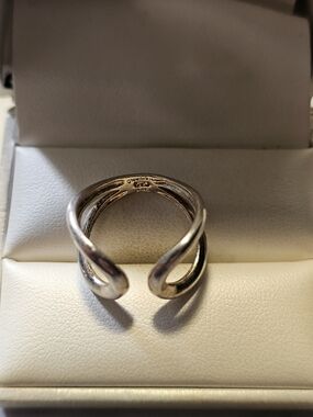 Sterling Silver 925 Open Twist Ring - Size 7¼
